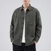 Nueva colección otoño/invierno 2026: Camisa retro de estilo japonés con retazos y manga larga, camisa de trabajo, prenda exterior casual de estilo americano holgada