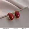 Pendientes Retro Estilo Rojo Ankora para Mujer, Diseño Único, Pendientes Elegantes de Esmalte Goteante, Pendientes Elegantes de Nicho Suave de Principios de Otoño