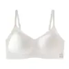 Algodão sem tingimento amigável à pele fino roupa íntima roupa íntima sem tingimento para mulheres sem costura sem aro suporte macio confortável respirável sutiã de algodão puro