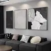 Pintura Decorativa Abstracta en Blanco y Negro para Sala de Estar, Pintura de Colgar de Alta Gama para Pared de Fondo de Sofá, Mural Tríptico de Flor Sencilla Moderna