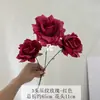 Flores Artificiales para Boda Rosas de Esquina en Relieve de 3 Cabezas Decoración de Boda Paisajismo de Escenario Flores Artificiales Decoración Suave para Ventana de Hotel Flores
