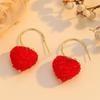 Aretes de Amor Rojo con Diamantes Completos de Celebridad de Internet Aguja de Plata Color Caramelo Lindo Personalizado Colgante en Forma de Corazón Anillo de Oreja Aretes