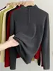 Suéter de Punto para Mujer Andy de Tela de Terciopelo con Cuello Alto Medio Capa Base 2026 Otoño e Invierno Nuevo Estilo Coreano Ajustado Ropa Interior