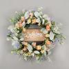 Bem-vindo à lista de decoração de porta de primavera transfronteiriça Guirlanda Simulação Coelho Folha Margarida Decoração de porta de madeira Guirlanda de porta