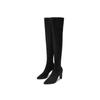 2025 Nuevas Botas Negras Ajustadas de Caña Alta para Mujer para Otoño e Invierno Botas Ajustadas Elásticas Botas Altas Tacones Altos de Punta Fina Larga