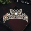 Tocados de corona de cabeza de diamante de mariposa europeos y americanos, corona de strass nupcial para boda, accesorios para estudio fotográfico de vestidos de novia