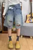 Shorts de Mezclilla Rasgados para Mujer 2025 Verano Nuevos Talla Grande para Gorditas mm Sueltos de Cinco Puntos Pierna Ancha Pantalones Medianos