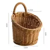 Cesta Tecida Nórdica Cozinha Cesta de Armazenamento de Gengibre e Alho Cesta Vintage de Parede Cesta Pequena Portátil para Flores Cesta Suspensa para Utensílios de Cozinha