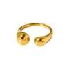 Anel Aberto de Aço Inoxidável Gota d'Água Brilhante Estilo Ins Transfronteiriço, Banhado a Ouro 18K, Joia à Prova d'Água, Sensação Simples e de Alto Padrão, Acessórios Femininos