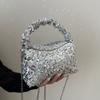 Bolsa Pequena de Lantejoulas Estilo Coreano Estilo Ocidental Feminina 2024 Nova Moda Simples Bolsa de Ombro Sob o Braço Bolsa de Mão Tipo Balde