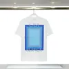 Camiseta Unissex de Manga Curta Verão Casa Masculina Transfronteiriça Casablanca Azul Quadrado Gradiente Estampa de Logo com Letras