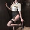 Lencería Sexy Escote Profundo Cosplay Vestido Corto Ajustado Uniforme de Cama Uniforme de Policíaca Qqny Deseo Puro