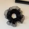 Elástico de Cabelo Elegante de Renda Plissada com Rede, com Toque de Luxo, Versátil Amarração de Cabelo de Organza, Faixa de Cabelo Estilo Coreano de Celebridade da Internet para Mulheres