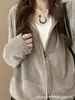 Sudadera con capucha estilo coreano, corte relajado, color café, prenda exterior para mujer, ligera, nueva colección principios de otoño 2026, cárdigan holgado, top de manga larga