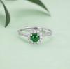 Anillo de Moda Estilo Europeo y Americano Transfronterizo Plata de Ley s925 Incrustado con Esmeralda Natural Anillo de Esmeralda para Mujer Lujo Ligero Versátil