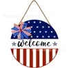 Placa de Porta de Madeira para Dia da Independência Americana da Amazon Transfronteiriça, Placa Decorativa de Porta para Casa com Bandeira para Feriado