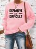 Sudadera de Pulóver Casual de Manga Larga con Cuello Redondo Estampada EXPENSIVA para Mujer Transfronteriza Europea y Americana Otoño e Invierno Sudadera