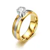 Nuevo Anillo de Pareja de Zirconia de Nicho Europeo y Americano Oro de 18K Doble Color Moda Anillo para Hombres y Mujeres Joyería de Alta Calidad Versátil