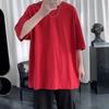 Verão Novos Meninos de Manga Curta Marca da Moda em Estilo Hong Kong Cor Sólida da Moda Meia Manga Top para Casais Meia Manga Fina T-shirt