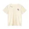 Camiseta feminina de algodão puro manga curta gola redonda ombro caído cor damasco estilo novo verão estampa de desenho animado americano top casual versátil