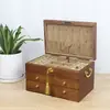 Caja de joyería Xianglong de madera maciza con cerradura, gran capacidad, estilo vintage, para guardar collares y otras joyas