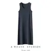 Vestido lencero largo de punto de cachemir para mujer, cuello redondo, estilo pullover, corte recto, casual, versátil, vestido de una pieza otoño/invierno