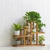 Suporte de flores interno estilo jardinagem, caixa de plantio externa, suporte de vaso de flores de madeira de três níveis grande em cor de madeira
