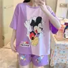 Pijama para Mujer Verano Manga Corta Shorts 2025 Nuevo Verano Lindo Dibujo Animado Oso Fresa Se Puede Usar Fuera de Casa Ropa