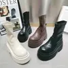 Botas de Moda Estilo Coreano con Suela Mochi para Mujer Impermeables Plataforma Suela Gruesa Botas Cortas para Bajitas de Moda Elásticas Versátiles Botas Adelgazantes