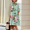 2026 Amazon Nuevo Producto Vestido Camisa de Moda Suelto con Botones de un Solo Botón para Mujer Urbana Estampado