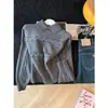 Suéter de Tricô com Gola Reversível para Mulheres, Coleção Primavera e Outono/Inverno, Camada Base Slim-Fit que Marca a Cintura, Estilo Doce e Picante, Blusa de Manga Longa