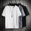 Camiseta al por mayor de fábrica con sensación de hielo de hormiga para hombre, nueva moda de verano, marca tendencia, suelta, algodón y lino, manga corta, color liso