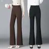 Calça de Terno Nova de Cintura Alta Micro Flare para Primavera e Outono Feminina Emagrecimento Caimento Commute Casual Calça de Perna Larga Versátil Temperamento Calça Longa