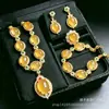 Plata s925 con incrustaciones de calcedonia colgante de superficie de huevo luz lujo moda calcedonia de hielo juego de cuatro piezas aretes anillo pulsera