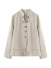 Comercio Exterior Transfronterizo Ropa Femenina 2026 Nuevo Modelo Nuevo Estilo Chino Cuello Alto Vintage Resistente Botón Bolsillo Cuadrado Parche Blazer