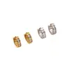 Pendientes Sencillos de Acero de Titanio Incrustados con Diamantes Pendientes Coreanos Transfronterizos Joyería de Acero Inoxidable Pendientes Perforados para Mujer