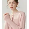 Cárdigan 100% Cachemir Puro Otoño Nuevo Suéter de Cuello Redondo para Mujer Ropa Interior de Punto Versátil Casual