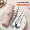 Set de Palillos y Cuchara de Aspecto Elegante Acero Inoxidable 304 Vajilla Portátil Grado Alimenticio Tenedor y Cuchara para Estudiante Caja Especial con Tapa