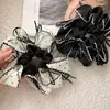 Goma para el pelo de estilo coreano inspirada en el ballet con estampado floral de lunares y lazo para mujer, accesorio para moño estilo perezoso, goma de pelo extragrande