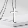 Collar de acero de titanio pulido con cruz para hombre, europeo y americano transfronterizo, cadena larga versátil de hip-hop para suéter, accesorios colgantes