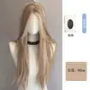 Peluca Yi Duo para Mujer Color Rosa Dorado Encaje Frontal Cabello Liso de Longitud Media Cobertura Completa de la Cabeza Cabello de Emulación Natural Primavera y Verano Nuevo
