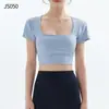 Ropa de Yoga Ropa de Fitness Manga Corta Cuerda para Saltar Ropa Deportiva Mujer Verano Delgado Alta Elasticidad Ajustado Top Secado Rápido Conjunto para Correr
