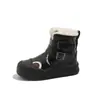 Botas de Nieve para Niñas 2026, Forradas de Felpa para Invierno, Engrosadas, Impermeables, Cálidas, de Media Caña, Botines Cortos Negros y Plateados con Cuello de Piel