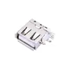 Base USB fêmea lateral de corpo curto com pé curvo, plug DIP para placa, base USB lateral fêmea vertical
