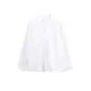Camisa blanca de manga larga, nueva de otoño, talla grande, top exterior holgado, blusa única de estilo francés con cuello alto