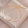 Collar de circonitas giratorias de estilo japonés-coreano para mujer, pendientes con nicho, cadena de clavícula de acero y titanio.