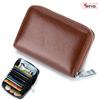 Portatarjetas para hombre de cuero genuino personalizado, tarjetero múltiple, gran capacidad, RFID, cuero curtido vegetal, tarjetero organizador, monedero para monedas