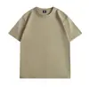 Camiseta de Color Sólido con Cuello Redondo Estampada con Logo Publicidad Camisa Cultural Algodón Puro Hombro Caído Cuello Redondo Manga Corta Ropa de Trabajo Uniforme de Clase DIY