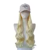 Comercio electrónico transfronterizo: peluca larga rizada gris con gorra incorporada, popular entre influencers europeos y americanos, peinado realista de ondas grandes, suministro directo de fábrica
