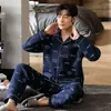 Pijama de Algodón de Aire para Hombre Otoño e Invierno Engrosado Cálido Sandwich de Tres Capas Algodón Puro Talla Grande para Papá de Mediana Edad Traje de Casa